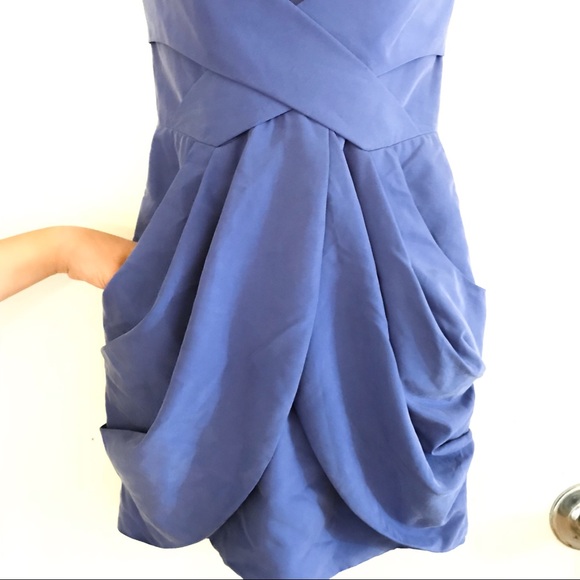 Strapless mini dress in dark lavender with pockets - Picture 4 of 5